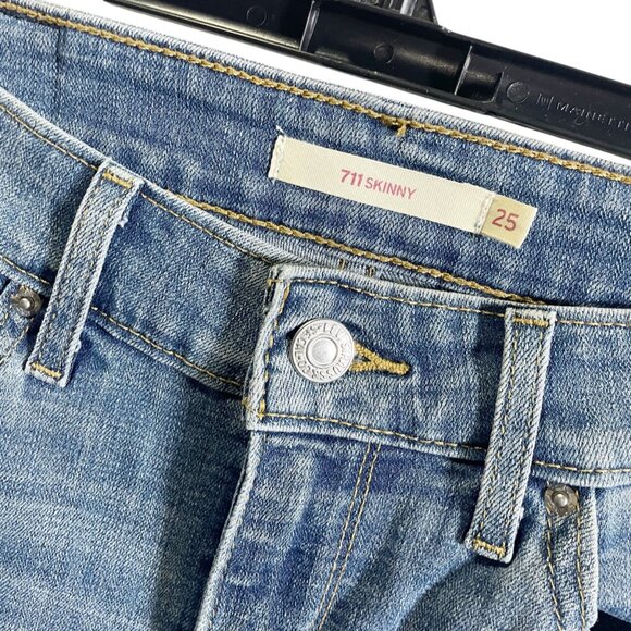 Levis 511 Skinny Womens Jeans Size 25 Medium Wash Denim Stretch - Picture 3 of 5